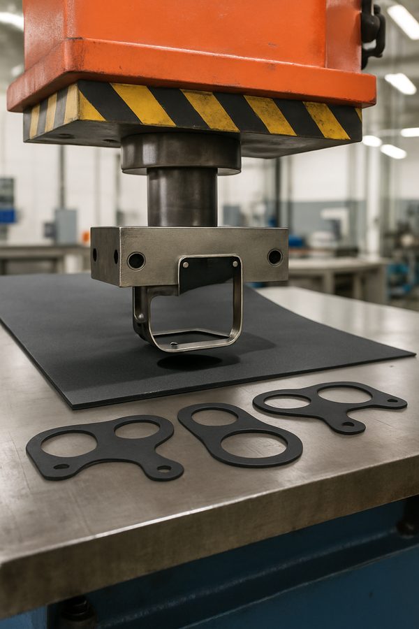 Die-cutting press producing custom gaskets